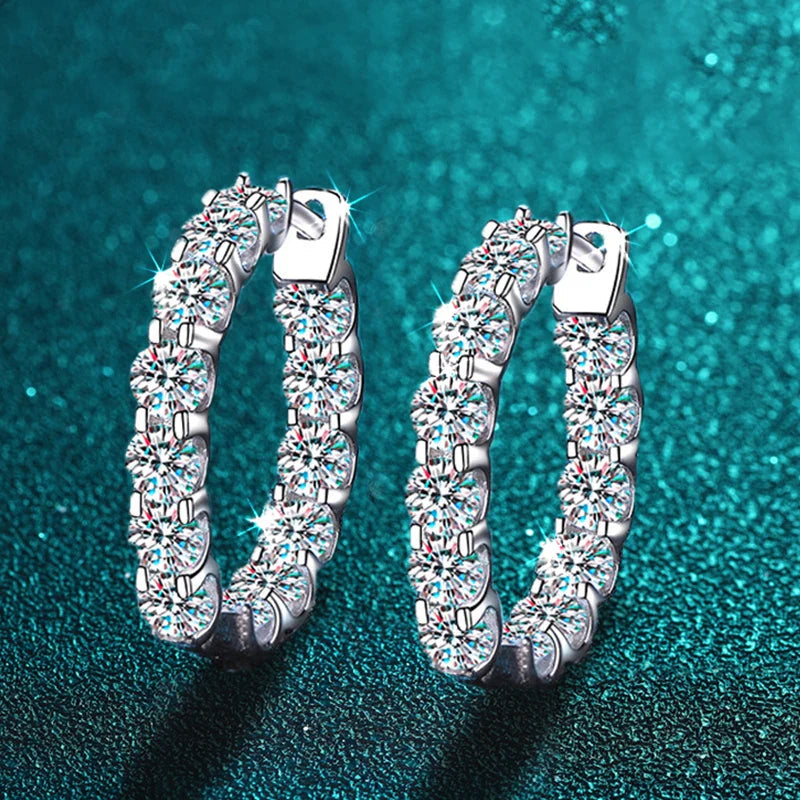 2.6ct D Color Moissanite Hoop Earrings 925 Sterling Silver 18k Gold Plated BandsCo Straps