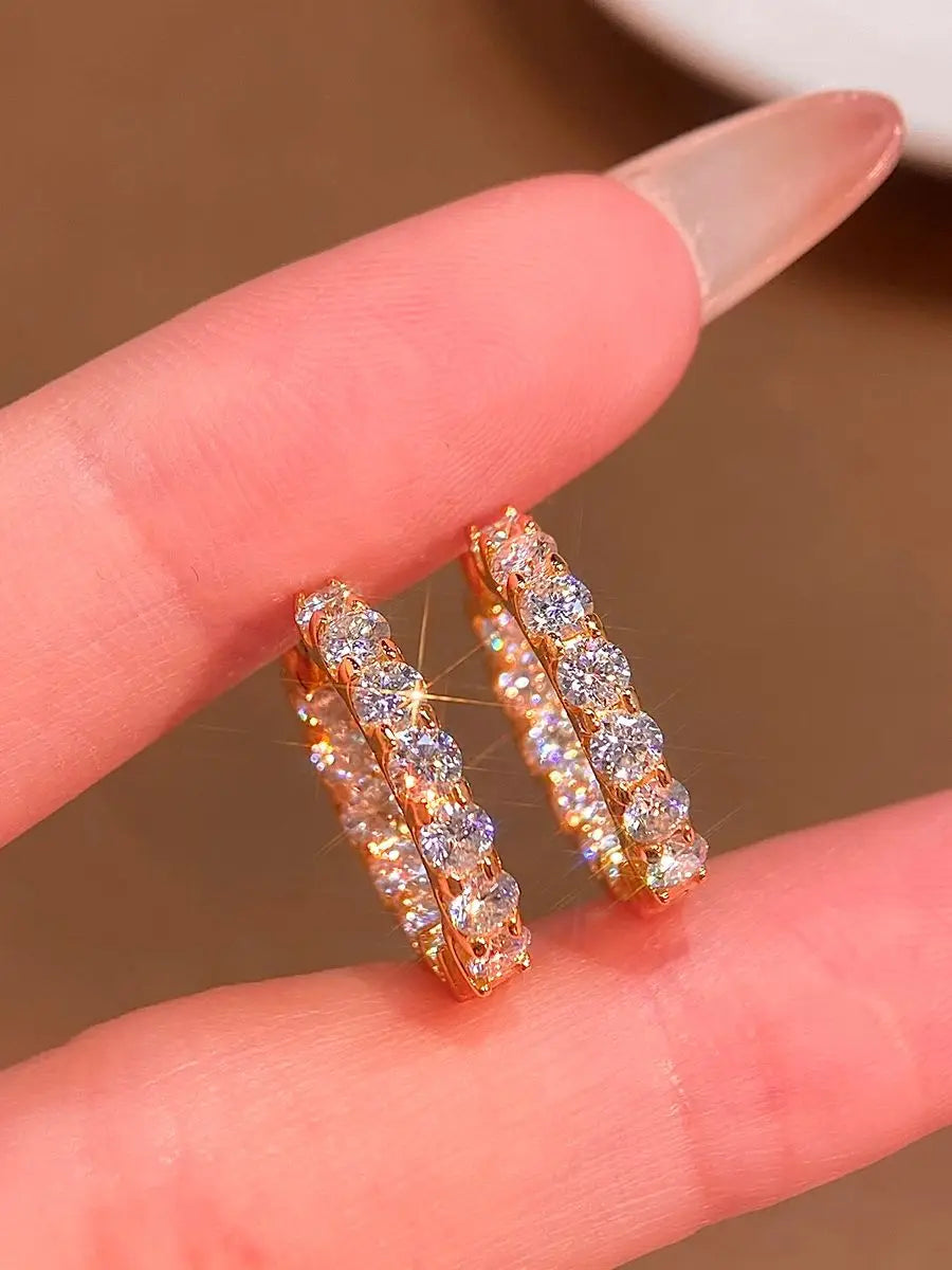 2.6ct D Moissanite 925 Sterling Silver Huggie Hoop Earrings for Women Wedding BandsCo Straps