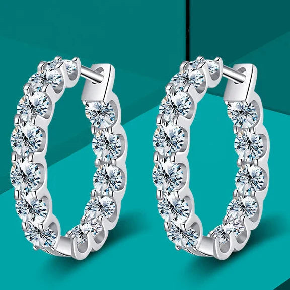 2.6ct D Moissanite Hoop Earrings Wedding 925 Sterling Silver White Gold Plated BandsCo Straps