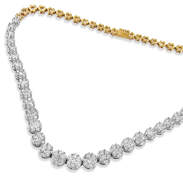 IGI Certified 14K Yellow Gold 14 3/4 cttw Pave Set Round-Cut Diamond Riviera Necklace (F-G Color, S2-I1 Clarity) Lootquake LLC