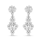 18K White Gold 9 1/2 Cttw Diamond Cluster Drop Dangle Clip-On Earrings (F-G Color, VS1-VS2 Clarity) Lootquake LLC
