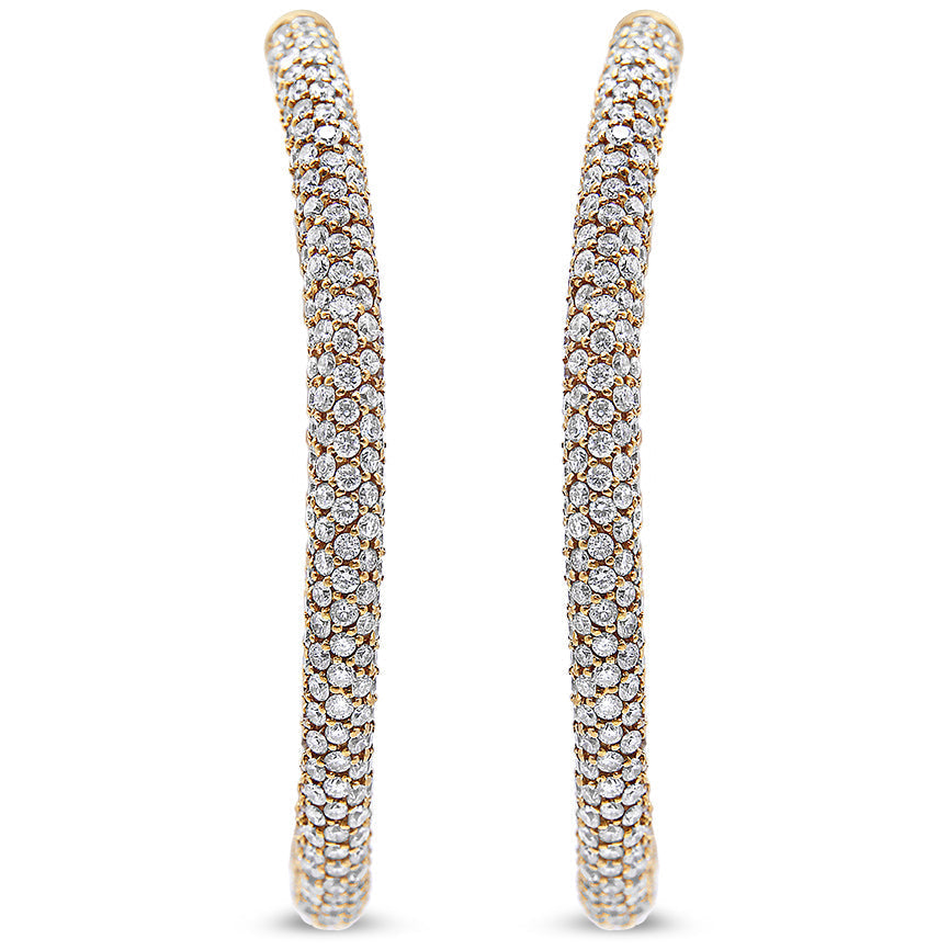 18K Rose Gold 6.90 Cttw Pave Set Diamond Inside Out Eternity Hoop Earrings (F-G Color, VS1-VS2 Clarity) Lootquake LLC