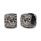 Black Rhodium Plated 18K White Gold 12 5/8 Cttw Multi Color Diamond Square Domed Huggie Hoop Earrings  (Brown, Black, G-H Color, SI1-SI2 Clarity) Lootquake LLC