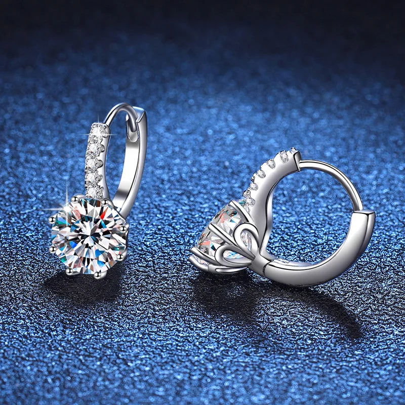 2 Carat Moissanite Drop Earrings Sterling Silver Solitaire Studs For Women BandsCo Straps