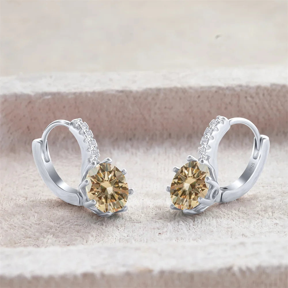 2 Carat Moissanite Drop Earrings Sterling Silver Solitaire Studs For Women BandsCo Straps