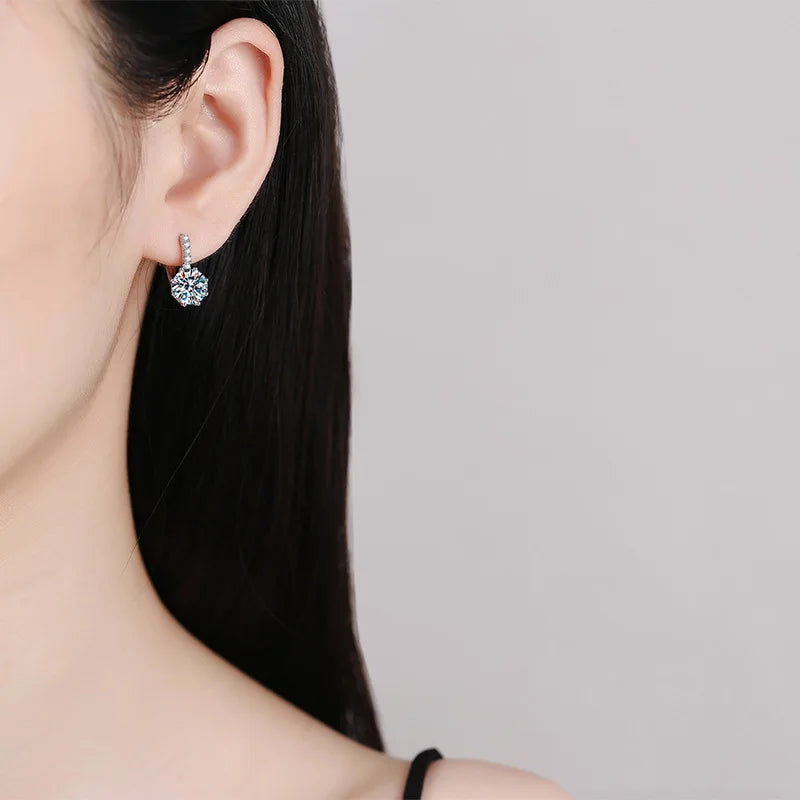 2 Carat Moissanite Drop Earrings Sterling Silver Solitaire Studs For Women BandsCo Straps