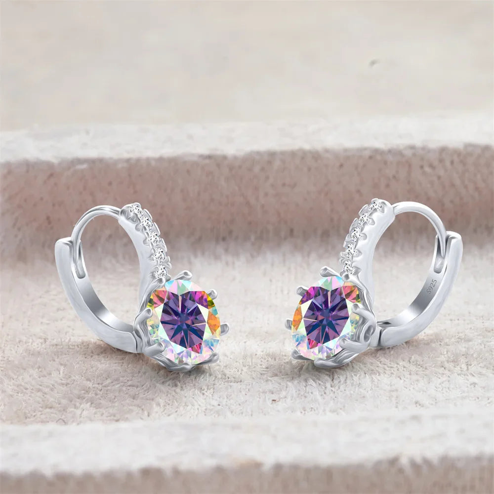 2 Carat Moissanite Drop Earrings Sterling Silver Solitaire Studs For Women BandsCo Straps