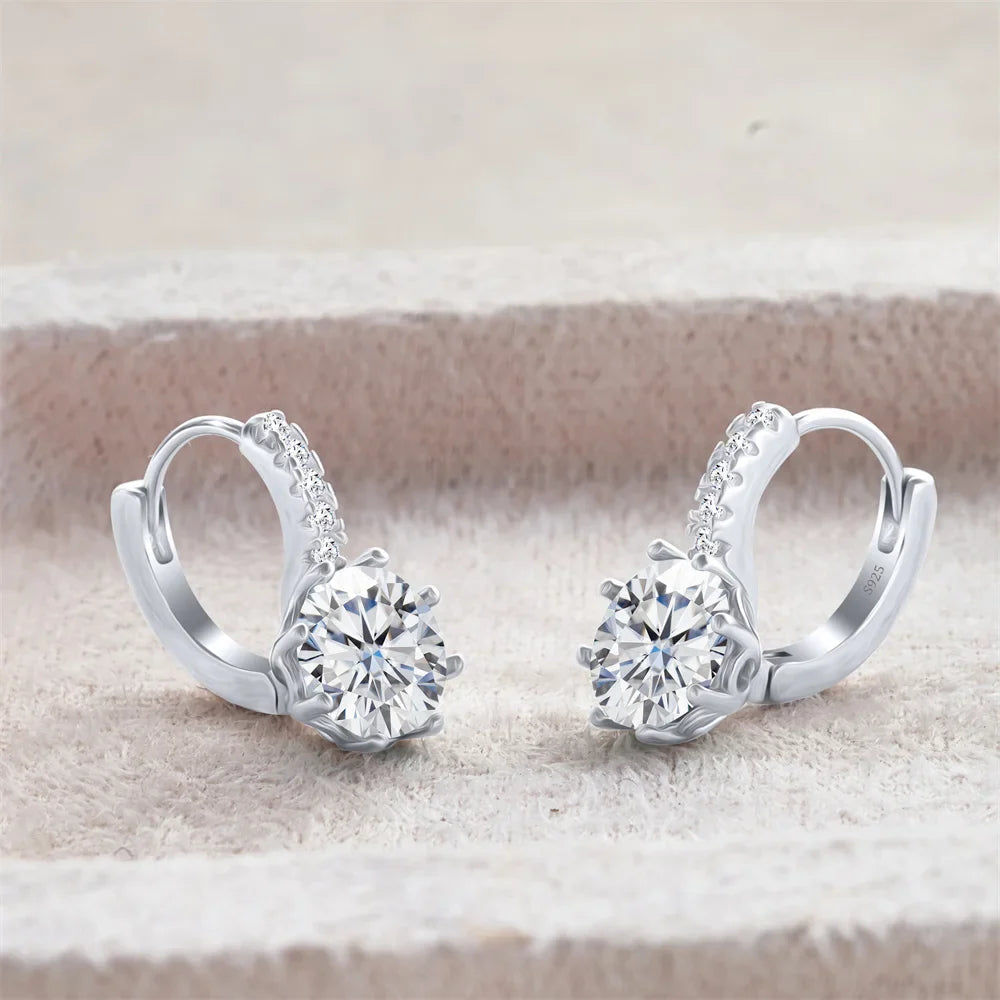 2 Carat Moissanite Drop Earrings Sterling Silver Solitaire Studs For Women BandsCo Straps