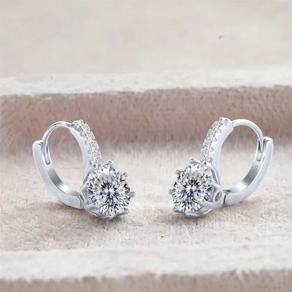 2 Carat Moissanite Drop Earrings Sterling Silver Solitaire Studs For Women BandsCo Straps
