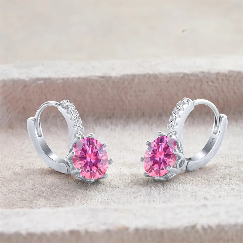 2 Carat Moissanite Drop Earrings Sterling Silver Solitaire Studs For Women BandsCo Straps