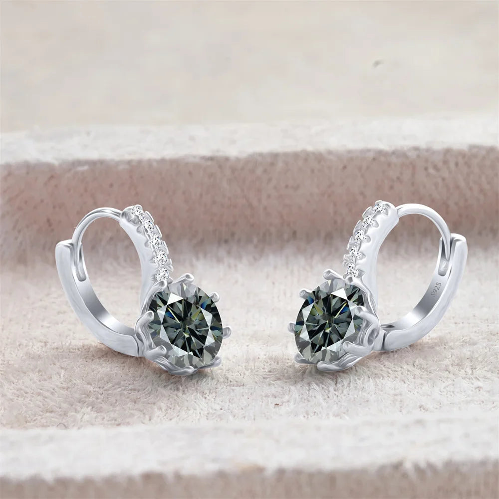 2 Carat Moissanite Drop Earrings Sterling Silver Solitaire Studs For Women BandsCo Straps