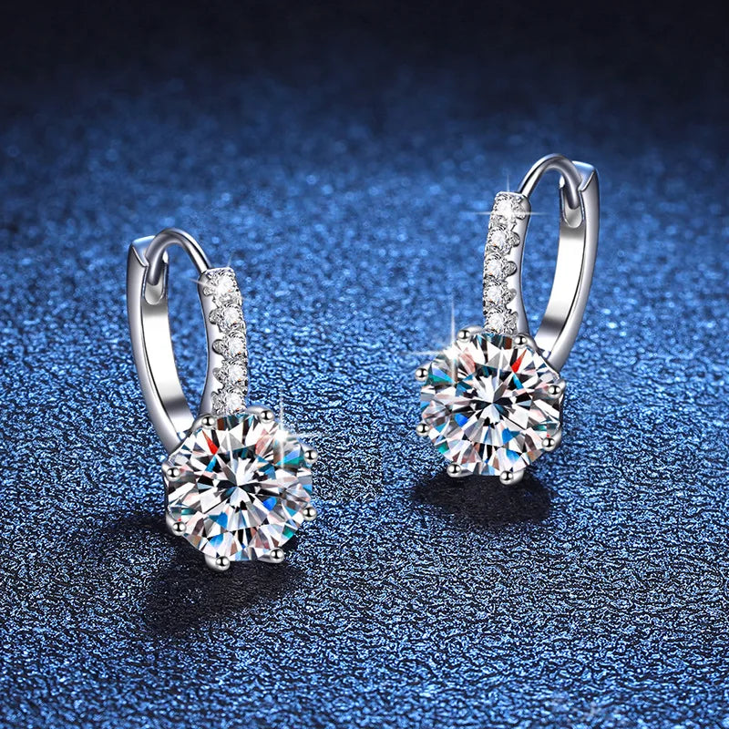 2 Carat Moissanite Drop Earrings Sterling Silver Solitaire Studs For Women BandsCo Straps