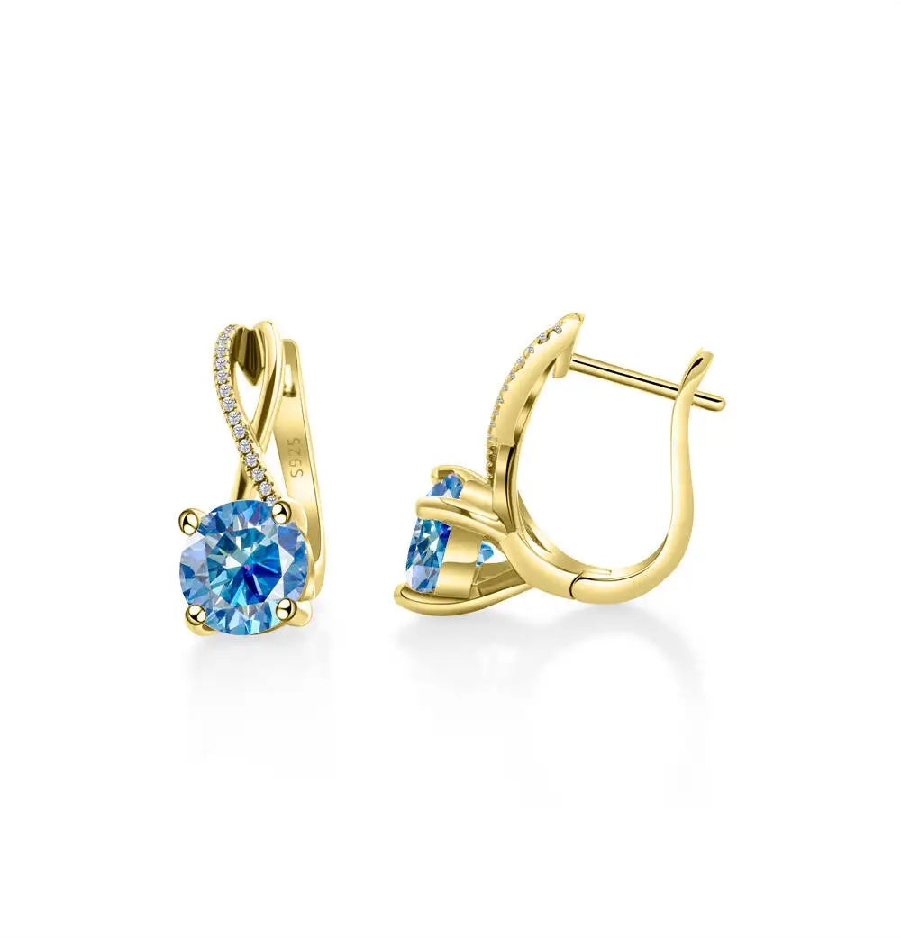 2 Ct Moissanite Clip-On Earrings 925 Sterling Silver Interlaced Studs Gift BandsCo Straps