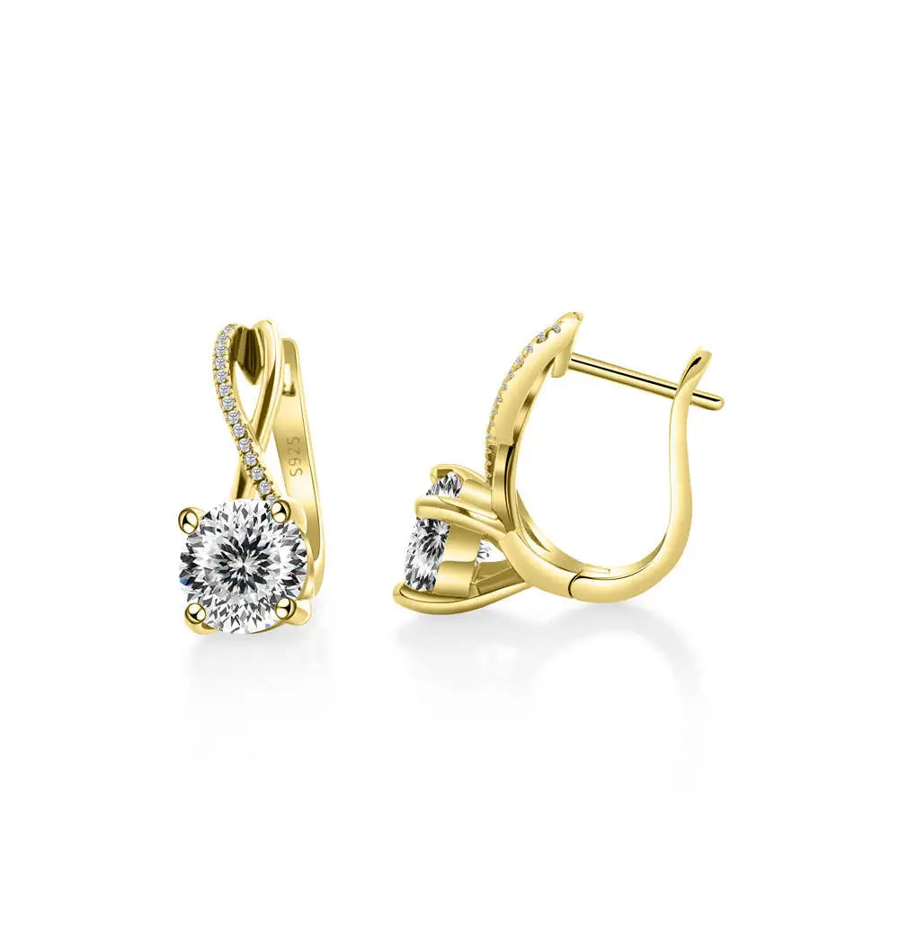 2 Ct Moissanite Clip-On Earrings 925 Sterling Silver Interlaced Studs Gift BandsCo Straps