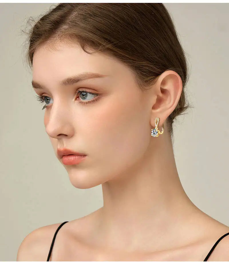2 Ct Moissanite Clip-On Earrings 925 Sterling Silver Interlaced Studs Gift BandsCo Straps