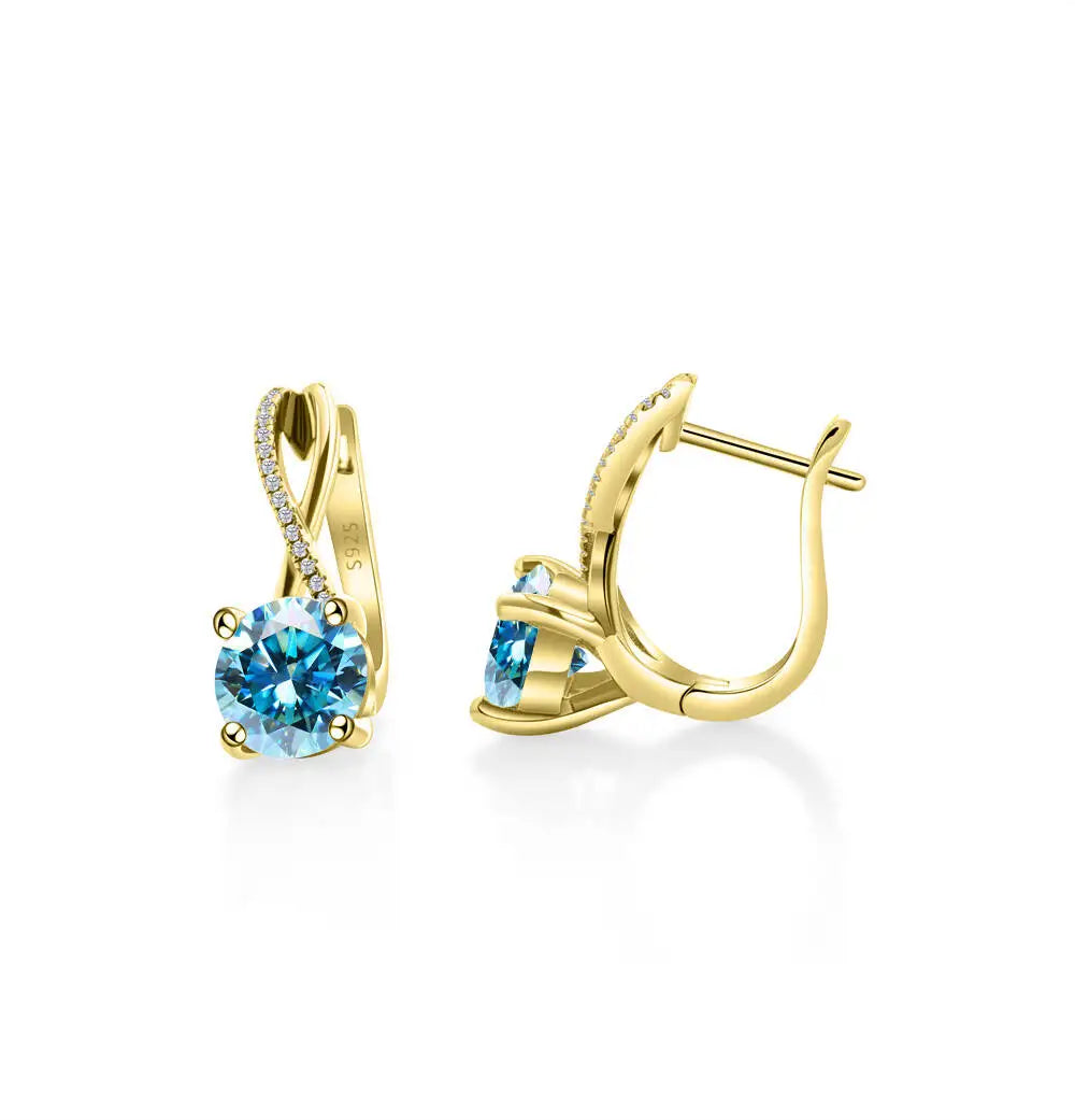 2 Ct Moissanite Clip-On Earrings 925 Sterling Silver Interlaced Studs Gift BandsCo Straps