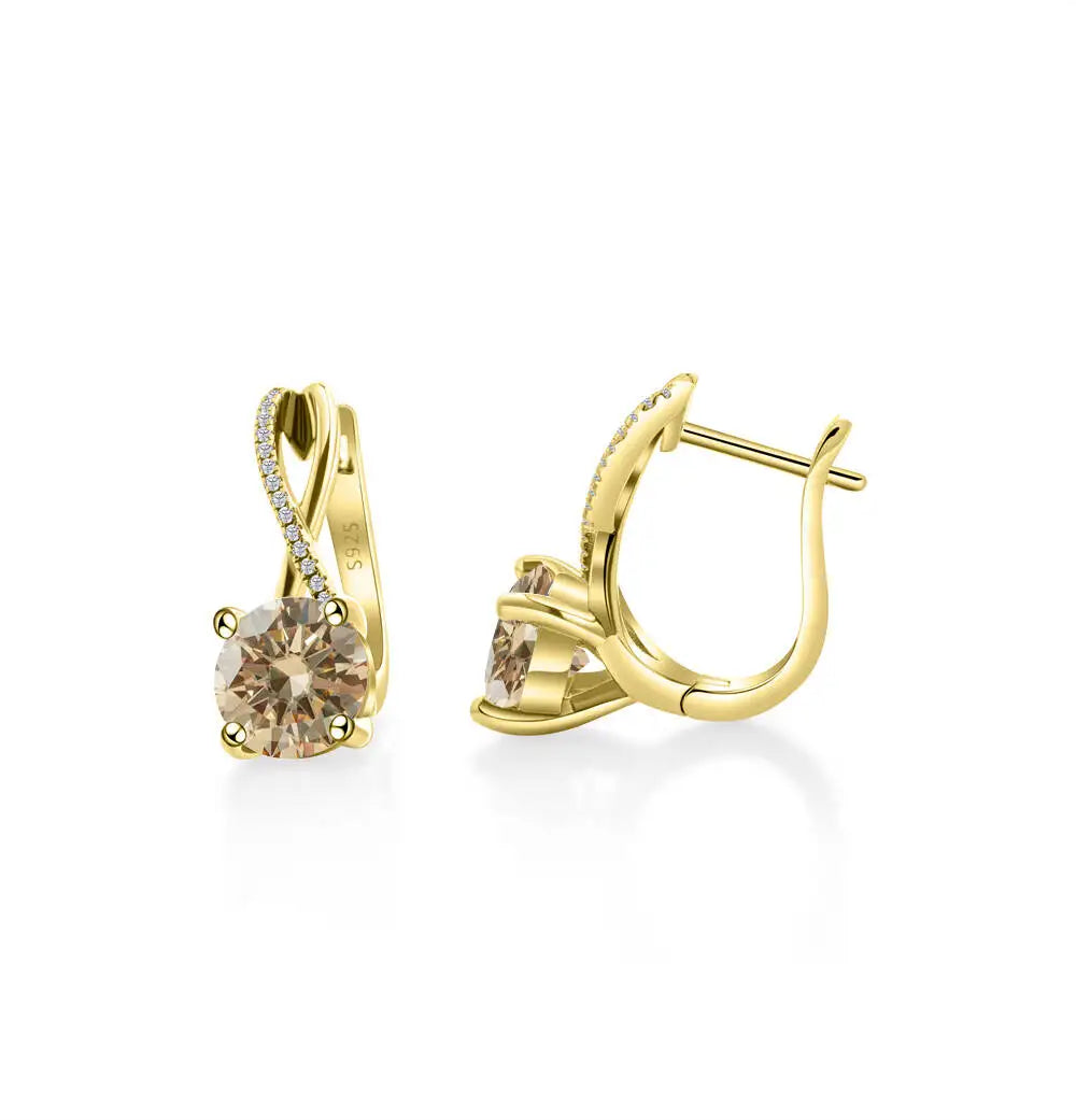 2 Ct Moissanite Clip-On Earrings 925 Sterling Silver Interlaced Studs Gift BandsCo Straps