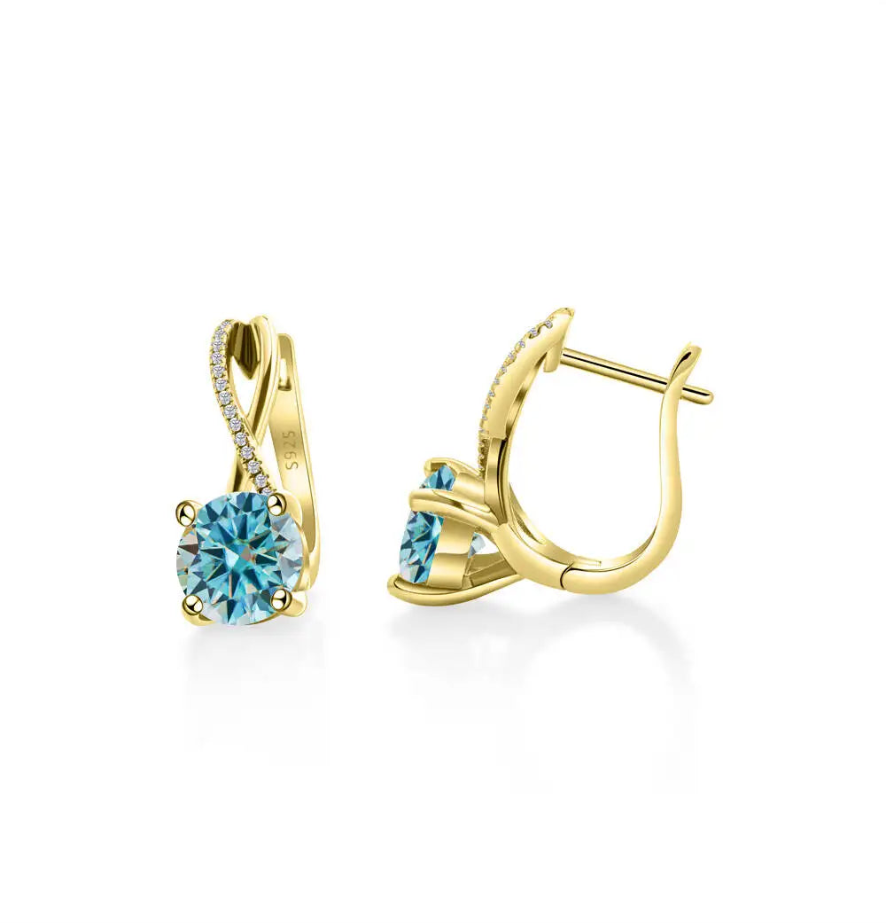 2 Ct Moissanite Clip-On Earrings 925 Sterling Silver Interlaced Studs Gift BandsCo Straps