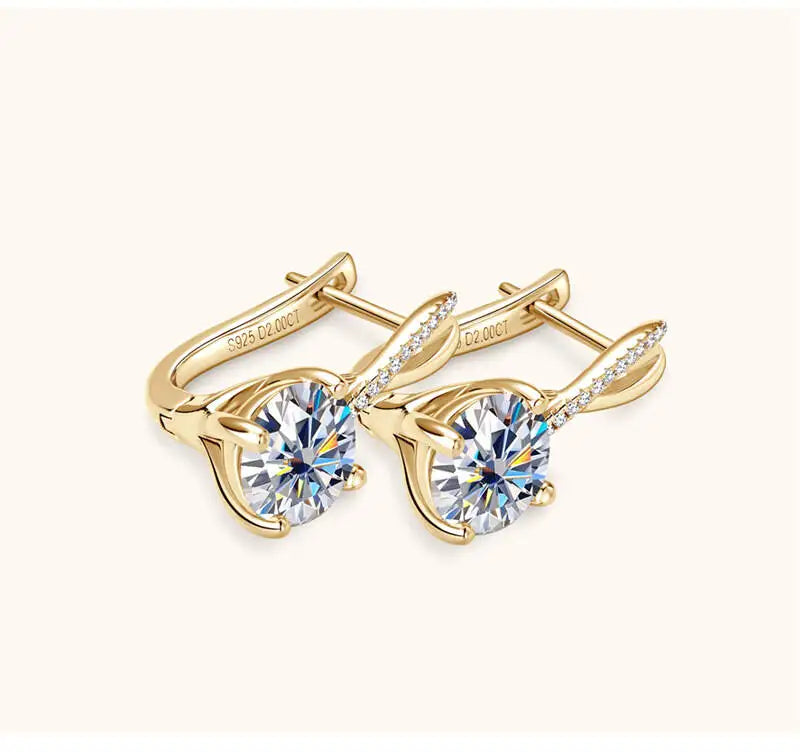 2 Ct Moissanite Clip-On Earrings 925 Sterling Silver Interlaced Studs Gift BandsCo Straps