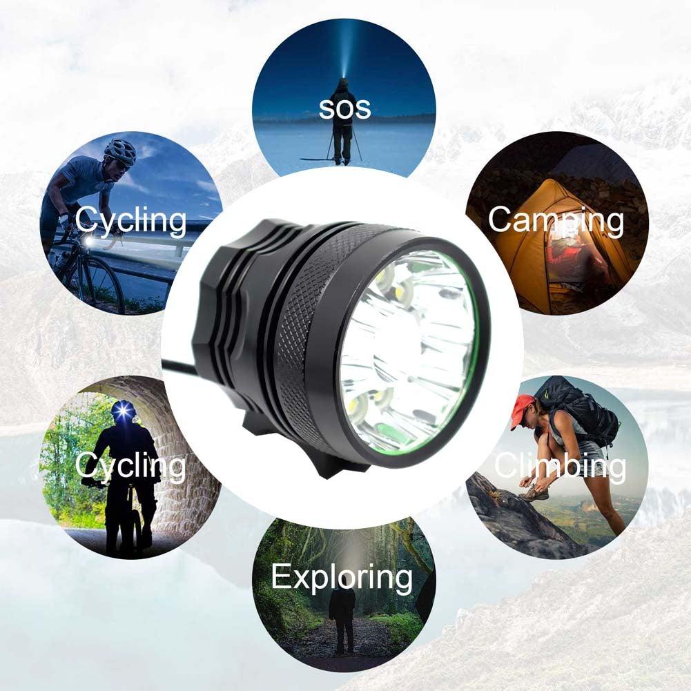 2 IN 1 Bicycle Headlight Bike Light Front Head Lamp Cycling Flashlight Mountain Bicycle Front Light With 6400mAh/8400mAh Rechargeable Battery Pack 3 Modes Bike Front Headlamp Stevvex