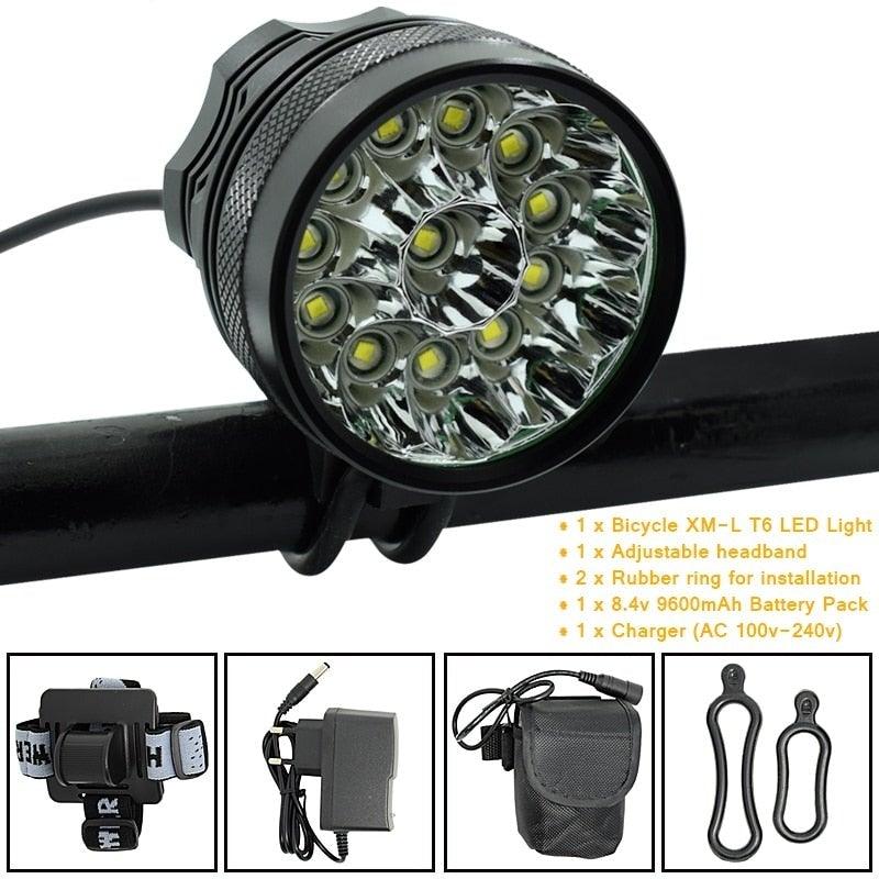 2 IN 1 Bicycle Headlight Bike Light Front Head Lamp Cycling Flashlight Mountain Bicycle Front Light With 6400mAh/8400mAh Rechargeable Battery Pack 3 Modes Bike Front Headlamp Stevvex