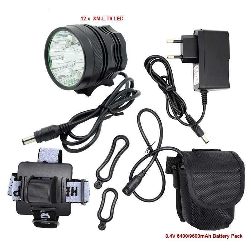 2 IN 1 Bicycle Headlight Bike Light Front Head Lamp Cycling Flashlight Mountain Bicycle Front Light With 6400mAh/8400mAh Rechargeable Battery Pack 3 Modes Bike Front Headlamp Stevvex