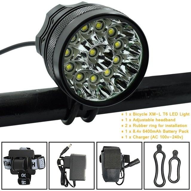 2 IN 1 Bicycle Headlight Bike Light Front Head Lamp Cycling Flashlight Mountain Bicycle Front Light With 6400mAh/8400mAh Rechargeable Battery Pack 3 Modes Bike Front Headlamp Stevvex