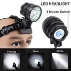 2 IN 1 Bicycle Headlight Bike Light Front Head Lamp Cycling Flashlight Mountain Bicycle Front Light With 6400mAh/8400mAh Rechargeable Battery Pack 3 Modes Bike Front Headlamp Stevvex