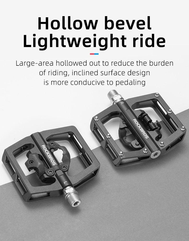 2 In 1 Bicycle Lock Pedal With Free Cleat For Road Bikes Aluminum Anti-Slip Sealed Bearing Lock Accessories Mountain Bike Pedals Bicycle Flat Platform Compatible With Mountain Bike Dual Function Sealed Clipless Aluminum 9/16" Pedals With Cleats Stevvex