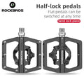 2 In 1 Bicycle Lock Pedal With Free Cleat For Road Bikes Aluminum Anti-Slip Sealed Bearing Lock Accessories Mountain Bike Pedals Bicycle Flat Platform Compatible With Mountain Bike Dual Function Sealed Clipless Aluminum 9/16" Pedals With Cleats Stevvex