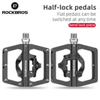 2 In 1 Bicycle Lock Pedal With Free Cleat For Road Bikes Aluminum Anti-Slip Sealed Bearing Lock Accessories Mountain Bike Pedals Bicycle Flat Platform Compatible With Mountain Bike Dual Function Sealed Clipless Aluminum 9/16" Pedals With Cleats Stevvex
