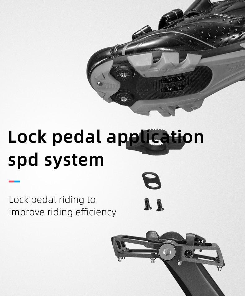2 In 1 Bicycle Lock Pedal With Free Cleat For Road Bikes Aluminum Anti-Slip Sealed Bearing Lock Accessories Mountain Bike Pedals Bicycle Flat Platform Compatible With Mountain Bike Dual Function Sealed Clipless Aluminum 9/16" Pedals With Cleats Stevvex