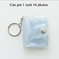 2 Inch Photo Album PVC Sequins Transparent Sticker & Name Card Holder 16 Pockets Photo Holder Business Card Bag Mini Photo Holds Photos with Key Chain Album Gifts Stevvex