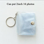 2 Inch Photo Album PVC Sequins Transparent Sticker & Name Card Holder 16 Pockets Photo Holder Business Card Bag Mini Photo Holds Photos with Key Chain Album Gifts Stevvex