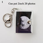 2 Inch Photo Album PVC Sequins Transparent Sticker & Name Card Holder 16 Pockets Photo Holder Business Card Bag Mini Photo Holds Photos with Key Chain Album Gifts Stevvex