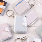2 Inch Photo Album PVC Sequins Transparent Sticker & Name Card Holder 16 Pockets Photo Holder Business Card Bag Mini Photo Holds Photos with Key Chain Album Gifts Stevvex