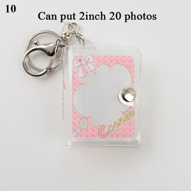 2 Inch Photo Album PVC Sequins Transparent Sticker & Name Card Holder 16 Pockets Photo Holder Business Card Bag Mini Photo Holds Photos with Key Chain Album Gifts Stevvex