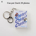 2 Inch Photo Album PVC Sequins Transparent Sticker & Name Card Holder 16 Pockets Photo Holder Business Card Bag Mini Photo Holds Photos with Key Chain Album Gifts Stevvex