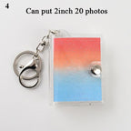 2 Inch Photo Album PVC Sequins Transparent Sticker & Name Card Holder 16 Pockets Photo Holder Business Card Bag Mini Photo Holds Photos with Key Chain Album Gifts Stevvex