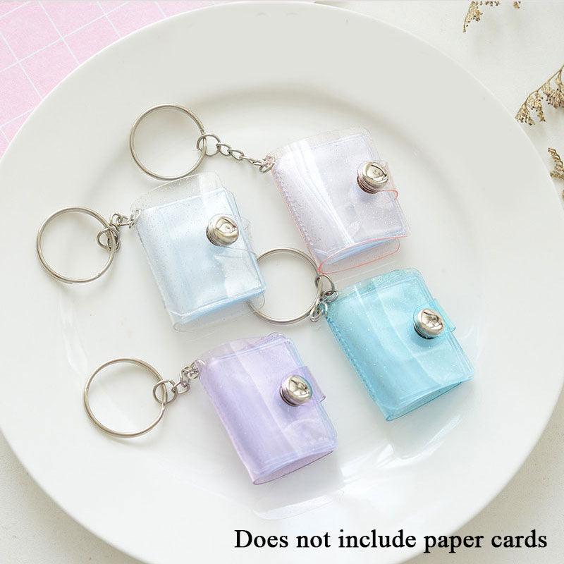2 Inch Photo Album PVC Sequins Transparent Sticker & Name Card Holder 16 Pockets Photo Holder Business Card Bag Mini Photo Holds Photos with Key Chain Album Gifts Stevvex