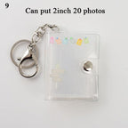 2 Inch Photo Album PVC Sequins Transparent Sticker & Name Card Holder 16 Pockets Photo Holder Business Card Bag Mini Photo Holds Photos with Key Chain Album Gifts Stevvex