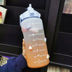 2 Liters Water Bottle Motivational Drinking Bottle Sports Water Bottle With Time Marker Stickers Portable Reusable Plastic Cups Motivational Sports Water Bottle With Time Capacity Marker BPA Free Big Large Gym Cycling Water Bottle Cup Jug For Kids School Stevvex