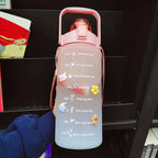 2 Liters Water Bottle Motivational Drinking Bottle Sports Water Bottle With Time Marker Stickers Portable Reusable Plastic Cups Motivational Sports Water Bottle With Time Capacity Marker BPA Free Big Large Gym Cycling Water Bottle Cup Jug For Kids School Stevvex