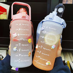 2 Liters Water Bottle Motivational Drinking Bottle Sports Water Bottle With Time Marker Stickers Portable Reusable Plastic Cups Motivational Sports Water Bottle With Time Capacity Marker BPA Free Big Large Gym Cycling Water Bottle Cup Jug For Kids School Stevvex