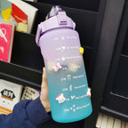 2 Liters Water Bottle Motivational Drinking Bottle Sports Water Bottle With Time Marker Stickers Portable Reusable Plastic Cups Motivational Sports Water Bottle With Time Capacity Marker BPA Free Big Large Gym Cycling Water Bottle Cup Jug For Kids School Stevvex