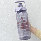 2 Liters Water Bottle Motivational Drinking Bottle Sports Water Bottle With Time Marker Stickers Portable Reusable Plastic Cups Motivational Sports Water Bottle With Time Capacity Marker BPA Free Big Large Gym Cycling Water Bottle Cup Jug For Kids School Stevvex