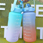 2 Liters Water Bottle Motivational Drinking Bottle Sports Water Bottle With Time Marker Stickers Portable Reusable Plastic Cups Motivational Sports Water Bottle With Time Capacity Marker BPA Free Big Large Gym Cycling Water Bottle Cup Jug For Kids School Stevvex