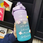 2 Liters Water Bottle Motivational Drinking Bottle Sports Water Bottle With Time Marker Stickers Portable Reusable Plastic Cups Motivational Sports Water Bottle With Time Capacity Marker BPA Free Big Large Gym Cycling Water Bottle Cup Jug For Kids School Stevvex