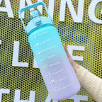 2 Liters Water Bottle Motivational Drinking Bottle Sports Water Bottle With Time Marker Stickers Portable Reusable Plastic Cups Motivational Sports Water Bottle With Time Capacity Marker BPA Free Big Large Gym Cycling Water Bottle Cup Jug For Kids School Stevvex