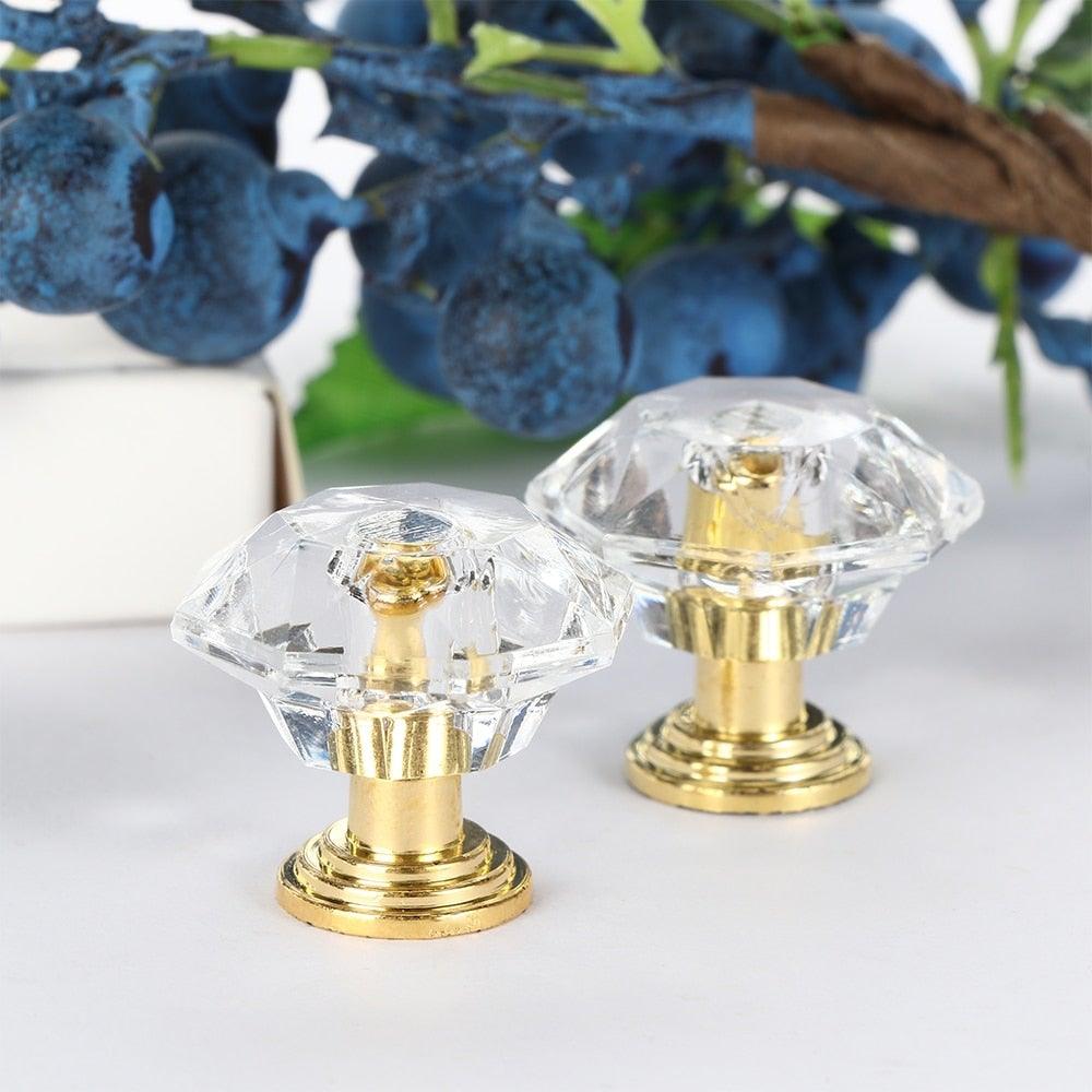 2 pcs Crystal Knobs Cupboard Drawer Pull Handle Door Knob Diamond Shape Cabinet Knob Home Furniture Accessories Dresser Knobs For Kitchen Furniture Kids Room Cabinet Knobs Stevvex